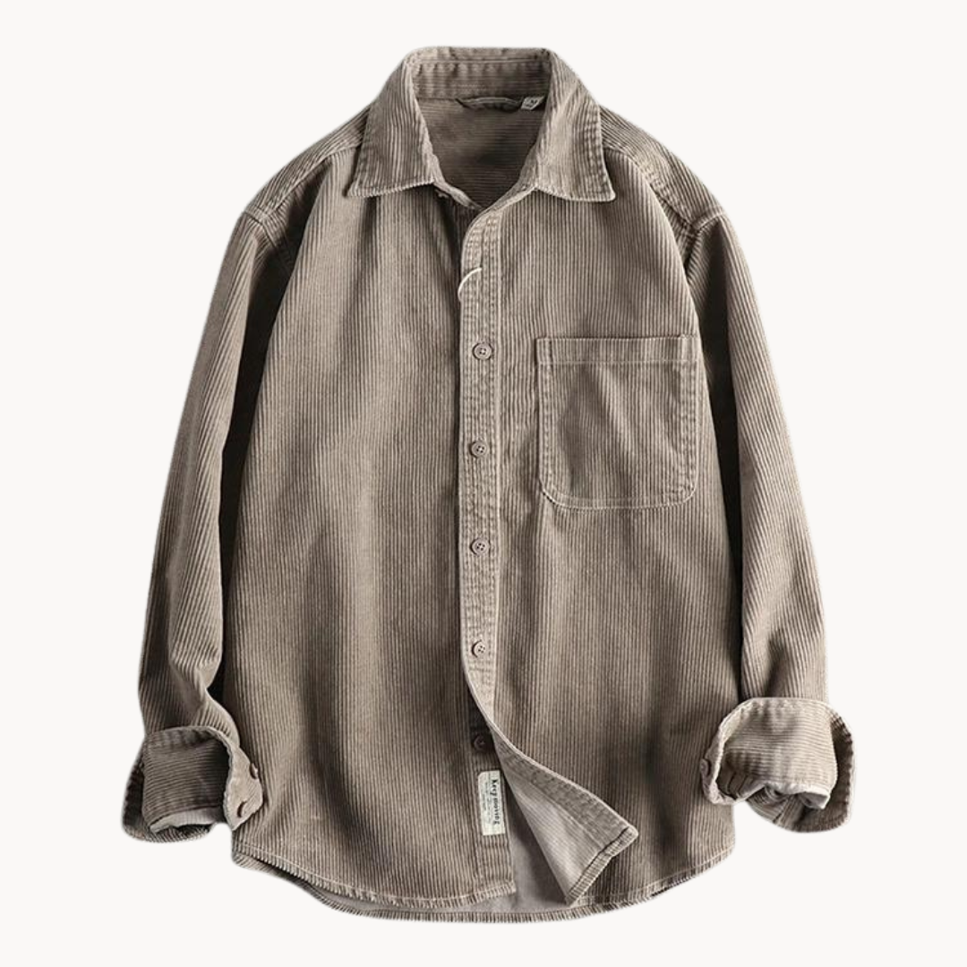 Tommy – Classic Corduroy Men's Shirt – Durable Cotton – Brown 12