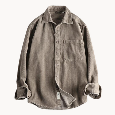 Tommy – Classic Corduroy Men's Shirt – Durable Cotton – Brown 12
