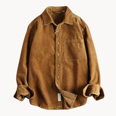 Tommy – Classic Corduroy Men's Shirt – Durable Cotton – Brown 13