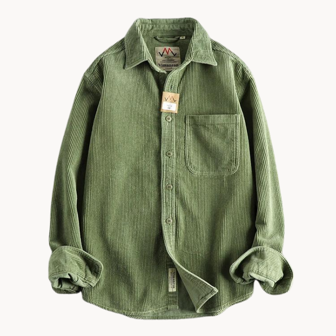 Tommy – Classic Corduroy Men's Shirt – Durable Cotton – Brown 14