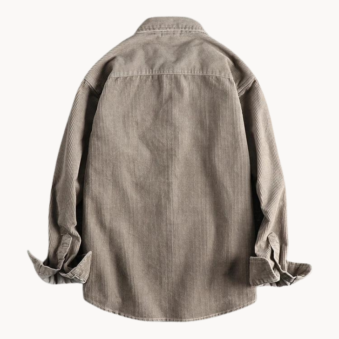 Tommy – Classic Corduroy Men's Shirt – Durable Cotton – Brown 2