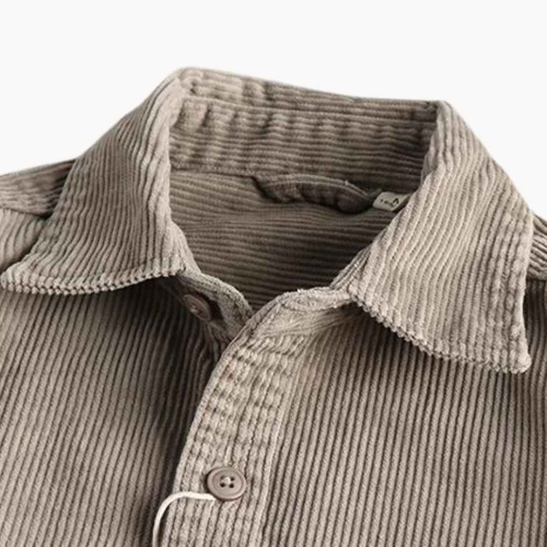 Tommy – Classic Corduroy Men's Shirt – Durable Cotton – Brown 4