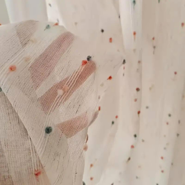 Tulle Curtain – Rainbow Embroidery – Semi-Sheer Fabric – Multicolor – Standard Size – Sugar Bean 2