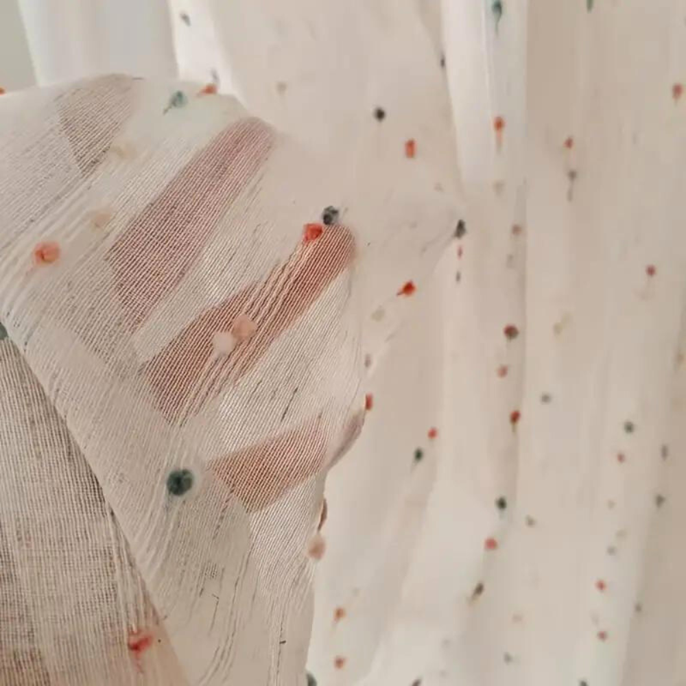 Tulle Curtain – Rainbow Embroidery – Semi-Sheer Fabric – Multicolor – Standard Size – Sugar Bean 2