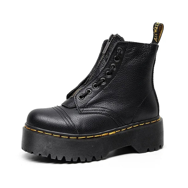 Ytre – Women's Leather Boots – Thick Sole – Black 0
