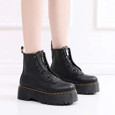 Ytre – Women's Leather Boots – Thick Sole – Black 1